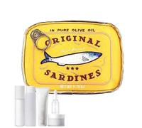 Sardine Can Design Cosmetics Bag, Funny Toiletry Organizer Pouch for Travel Skincare Eye Shadow Champú, Aesthetic Storage Case for Bathroom Purse Luggage, 6.1x4.33x1.77 Inches, Amarillo,
