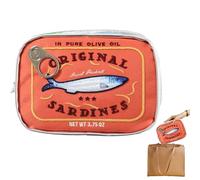 Sardine Can Design Cosmetics Bag, Funny Toiletry Organizer Pouch for Travel Skincare Eye Shadow Champú, Aesthetic Storage Case for Bathroom Purse Luggage, 6.1x4.33x1.77 Inches, Naranja,