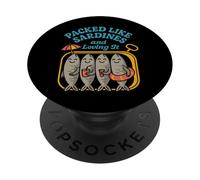 Sardine Summer Tin Fish Coastal Grandma - Camiseta Retro de Playa PopSockets PopGrip Adhesivo