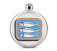 Sardines in A Can - Petaca de acero inoxidable para licor, botella de vino portátil de bolsillo redondo para bebida, 5 onzas
