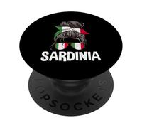 Sardinia Italy Messy Hair Bun - Gafas de Sol con Bandera Italiana para Mujer PopSockets PopGrip Adhesivo