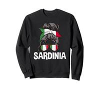 Sardinia Italy Messy Hair Bun - Gafas de Sol con Bandera Italiana para Mujer Sudadera
