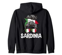 Sardinia Italy Messy Hair Bun - Gafas de Sol con Bandera Italiana para Mujer Sudadera con Capucha