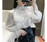 SARGE Blusa Blanca Victoriana de Manga Larga gótica con Cordones, corsé, Top para Mujer, Oficina, Renacimiento, Vintage, Fiesta, gótico, Volantes, Lolita, Camisas