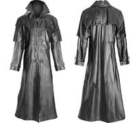 SARGE Chaqueta de Cuero Steampunk para Hombre, Gabardina gótica Punk Rave Militar, Prendas de Vestir largas, Cosplay Negro de Talla Grande, Novedad de 2022