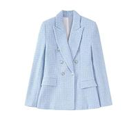 SARGE Chaqueta de Tweed con Doble Botonadura para Mujer, Abrigo Vintage de Manga Larga con Bolsillos con Solapa, Ropa de Abrigo Elegante para Mujer 2022