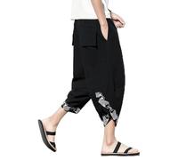 Sarge Kimono de Verano, Pantalones nuevos, Pantalones Retro japoneses de Talla Grande con Estampado de harén, Pantalones Cortos Chinos, Traje asiático Harajuku Yukata para Hombre de Japón, L