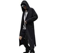 SARGE Primavera Verano Hombres Negro Fino Punk Rock Hip Hop con Capucha Gabardina Chaqueta Larga para Hombre Estilo gótico Capa Vintage Hiphop Cardiagn