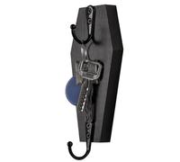 Sarghaken Für Die Wand - Gothic Schlüsselhalter Aus Holz | Schwarzes -Design Für Schlüssel, Hüte & Taschen | Makabre Wanddeko & Grusel-Geschenk Für Gothic-Fans (14,5 Cm)