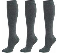SARIMON 3 Paquetes calcetines altos hasta la rodilla para niños/niñas ricos en algodón, calcetines de vuelta al colegio uniforme fiesta uso ajuste cómodo calcetines largos, gris, 11-14 años