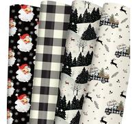 SaringSwoon Papel de regalo de Navidad negro, papel de regalo de Papá Noel con bosque de invierno, renos, Feliz Navidad, cuadros escoceses y diseños de camiones vintage, 40 x 28 pulgadas, 6 hojas
