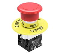 Sarini 1 Uds 22mm Interruptor de Seta roja AC 660V 10A 1NC 1NO botón de Parada de Emergencia de Seta roja con Panel de Parada de Emergencia HB2-ES545
