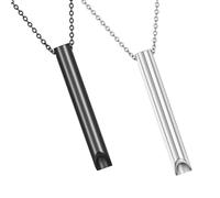 Sarini 2 Piezas de Acero Inoxidable Silbato meditación respiración Consciente aliviar la ansiedad Yoga Collar con Colgante de Acero Inoxidable (Negro + Plata)