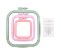 Sarini Aro de Bordado de ABS de 3 Piezas,aro de Punto de Cruz con Marco de Bordado Rectangular,Herramienta de Costura para Manualidades artísticas,Costura práctica con Agujas Bordado de Ojos Dorados