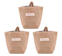 Sarini Bolsa de Almacenamiento Colgante de Lino y algodón,cestas de Almacenamiento con Asas para Llaves de Maquillaje,Cosas pequeñas,3 uds.