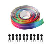 Sarini Cinta de Cremallera de arcoíris n.º 5, 4,5 Metros, Cremalleras de Nailon en Espiral con 10 Tiradores de Cremallera Negros, Deslizadores para Manualidades, Bolsos, Equipaje, Chaquetas