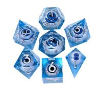 Sarini Juego de Dados de Ojo de dragón DND,Juego de Dados de Resina con Bordes Afilados con Caja de Regalo,Juego de Dados poliédricos DND para Juego de rol de Mazmorras y Dragones (Azul)