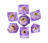 Sarini Juego de Dados de Ojo de dragón DND,Juego de Dados de Resina con Bordes Afilados con Caja de Regalo,Juego de Dados poliédricos DND para Juego de rol de Mazmorras y Dragones (púrpura)
