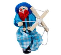 Sarini Marioneta de hilo de payaso, marioneta de mano de madera, juguete narrativo para regalar (azul)