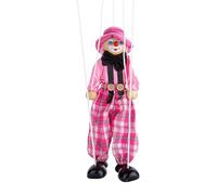 Sarini Marioneta de hilo de payaso, marioneta de mano de madera, juguete narrativo para regalar (rosa)