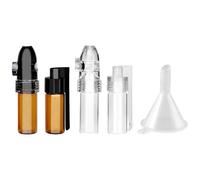 Sarini Paquete de 5 esnórquel de rapé con Embudo pequeño para Mini embotellador, con Mini Embudo para Acampar al Aire Libre, Botella de Almacenamiento portátil incorporada para Kit de Viaje