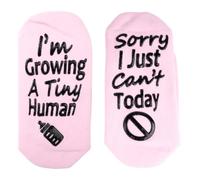 Sarini Regalos de Embarazo - Calcetines para Nueva mamá Lo Siento, no Puedo Hoy, Estoy creciendo como un pequeño ser Humano, Calcetines de Maternidad y Nacimiento, Rosa