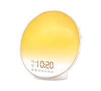 Sarini Sunrise Despertadores, Despertador Luminoso con simulación de Amanecer/Atardecer, Alarma Doble, lámpara de Noche, función de repetición, Radio FM