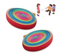 Sariputa 2 rollos de goma para niños, goma de saltar, 6 metros de largo y 1 cm de ancho, giro de goma, juego Twister para interior y exterior, juego de pausa, juegos de jardín, niños, arco iris, cinta