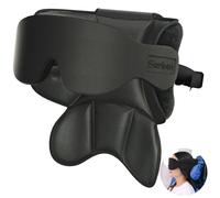 SARISUN Almohada de Viaje, Almohada de avión con máscara para Dormir, Almohada de Soporte Cervical de 360°, Esenciales de Viaje portátiles, para Asientos sin reposacabezas, Negra