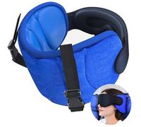 SARISUN Almohada de Viaje, Almohada para el Cuello con máscara para los Ojos, Almohada de avión para vuelos Largos, Almohada de Viaje para Coche, reposacabezas de Coche, Azul