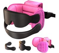 SARISUN Almohada de Viaje con Correa para la Barbilla, Almohada para Avión con Máscara 3D, Soporte 360° para la Cabeza en Todos los Asientos, Ideal para Vuelos Largos, Evita Movimientos, Rosa