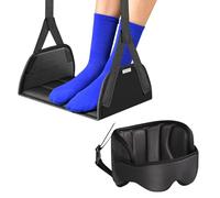 SARISUN Kit de Viaje en Avión 3 en 1 - Almohada de Viaje con Soporte para la Cabeza, Máscara de Dormir 3D,Reposapiés Anticolapso para Avión,Esenciales Portátiles,Vuelos Largos y Viajes por Carretera