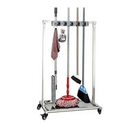 SARKEY Carro De Limpieza Móvil Colgador Escobas Y Fregonas,Soporte De Escoba,Organizador Para Herramientas,Colgador De Herramientas De Jardín,para Restaurante,Cocina,Garaje