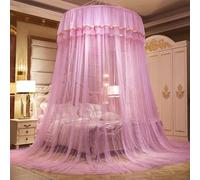 SARKEY Princesa Romántica Lujo Mosquitera,Cortinas Colgantes Encaje Doble Capa,Red Hilo Ultrafina,Mosquiteras De Tipo Domon,para Niñas,Decoración De Habitación(Pink)