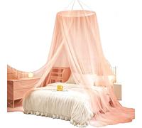SARKEY Princesa Romántica Lujo Mosquitera,Dosel De Cama,Mosquiteras De Lujo Tipo Domo,Cortina De Cama De Encaje,Netting Ropa De Cama,para Niñas,decoración De Habitación(Pink,Queen/King)