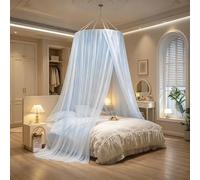 SARKEY Princesa Romántica Lujo Mosquitera,Dosel De Cama,Mosquiteras De Lujo Tipo Domo,Cortina De Cama De Encaje,Netting Ropa De Cama,para Niñas,decoración De Habitación(Blue,Full/Double)