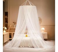 SARKEY Princesa Romántica Lujo Mosquitera,Dosel De Cama,Mosquiteras De Lujo Tipo Domo,Cortina De Cama De Encaje,Netting Ropa De Cama,para Niñas,decoración De Habitación(White,Queen/King)
