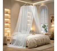 SARKEY Princesa Romántica Lujo Mosquitera,Dosel De Cama,Mosquiteras De Lujo Tipo Domo,Cortina De Cama De Encaje,Netting Ropa De Cama,para Niñas,decoración De Habitación(Gray,Full/Double)
