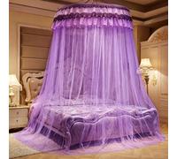 SARKEY Princesa Romántica Lujo Mosquitera,Dosel De Cama,Universal Tipo Domo,Cortinas Colgantes Encaje Doble Capa,Red Hilo Ultrafina para Viajes,Camping Y Familia(Purple)