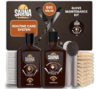 SARNA BASEBALL Kit de mantenimiento de guantes - Acondicionador de cuero premium y limpiador de cuero (8 onzas) - Incluye cepillos de limpieza y acondicionamiento y toalla de microfibra