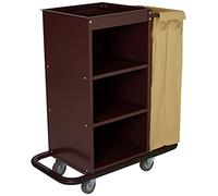 SARO AF 260 Carrito de servicio para habitaciones, 920 x 450 x 1120 mm, acero lacado, protector de goma contra golpes, bolsa de lavandería extraíble