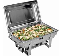 SARO ANOUK 1 Bufetera GN 1/1 con recipiente GN, 65 mm de profundidad, acero inoxidable, con tapa y soporte para tapa, 2 soportes para pasta de combustión, profundidad GN máx. 100mm