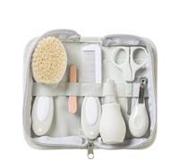 Saro Baby Neceser de Aseo para Bebé | Precio, Comprar Gris Cepillo de Cerdas Naturales + Peine + Aspirador Nasal + Cortaúñas + Tijeras + 4 Limas de Uñas
