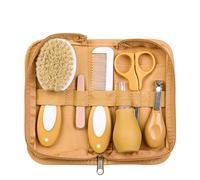 Saro Baby Neceser de Aseo para Bebé | Precio, Comprar Mostaza Cepillo de Cerdas Naturales + Peine + Aspirador Nasal + Cortaúñas + Tijeras + 4 Limas de Uñas