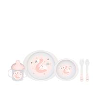 Saro Baby Vajilla Pocket Jungle Party Flamenco | Precio, Comprar n/a Plato + Cuenco + Taza + Cuchara + Tenedor