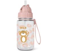 Botella de tritán con pajita y colgador 400 ml Born To Be Wild - Botella infantil - Saro - Antiderrames