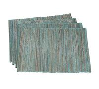 SARO LIFESTYLE 217.TQ1420B Melaya Collection - Manteles Individuales de Mesa (4 Unidades), 100% Jacinto de Agua, Turquesa