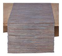 SARO LIFESTYLE Melaya Collection Camino de Mesa de Jacinto de Agua Nubby Tejido Brillante, 100%, Azul y Gris