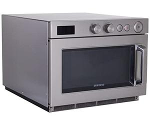 SARO Microondas SAMSUNG MJ2651 para hostelería, 26 l, 1500 W, 5 niveles de potencia, acero inoxidable y cerámica, regulador giratorio, pantalla digital, apilable, 230 V
