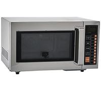 SARO MWO25P Microondas para gastronomía, 25 l, 1000 W, acero inoxidable, base de cerámica, 3 niveles de potencia, 20 programas, iluminación interior, 230 V